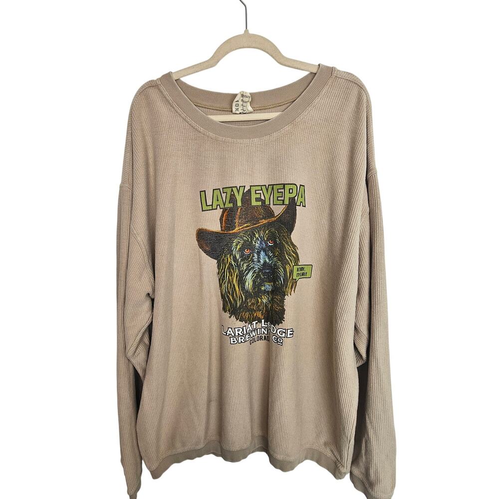 Lone Rock Lariat Lodge Brewing Co Mens Sweater Sz XL Graphic Lazy Eyepa Thermal